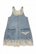 Beautiful simple Denim dress floral for girls 6-8
