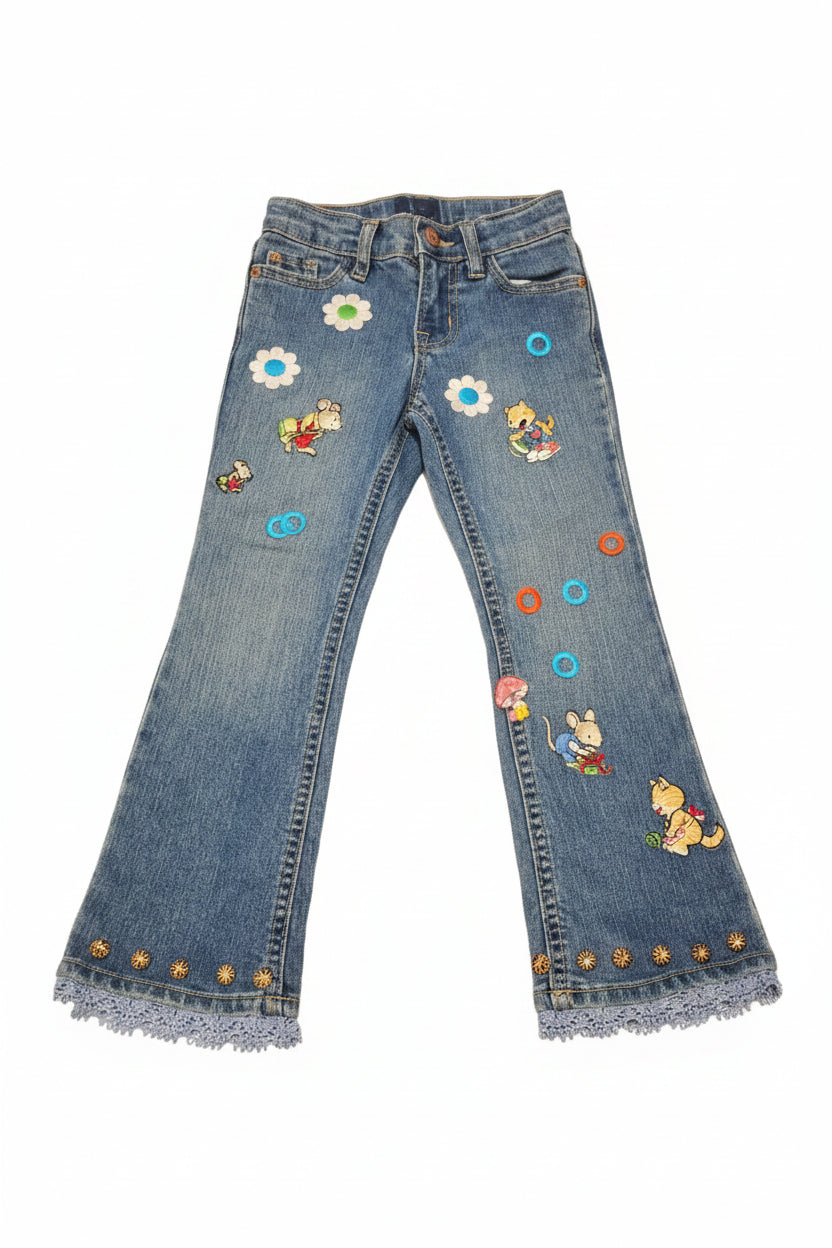 Hand Cute Decorated Jean for baby girls age 4-5