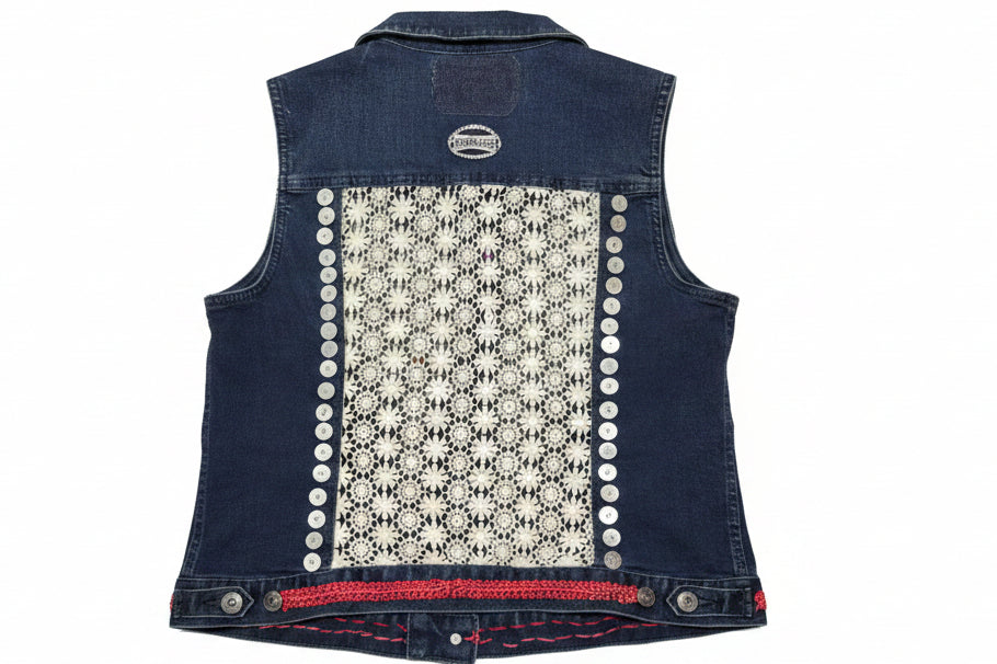"Fearless" Sleeveless Denim Jacket girls 7-8