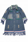 Denim Jean Hand Decorated Dress for baby girls age 4-5-6
