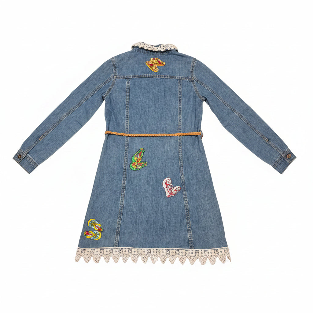 Beautiful Hand Decorated Denim dress for girls age 4-5