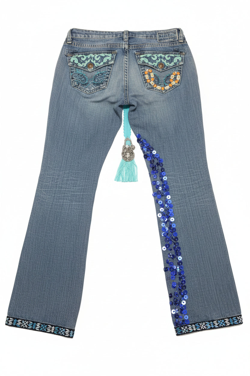 Beautiful Hand Decorated Jeans for girls age 4-5