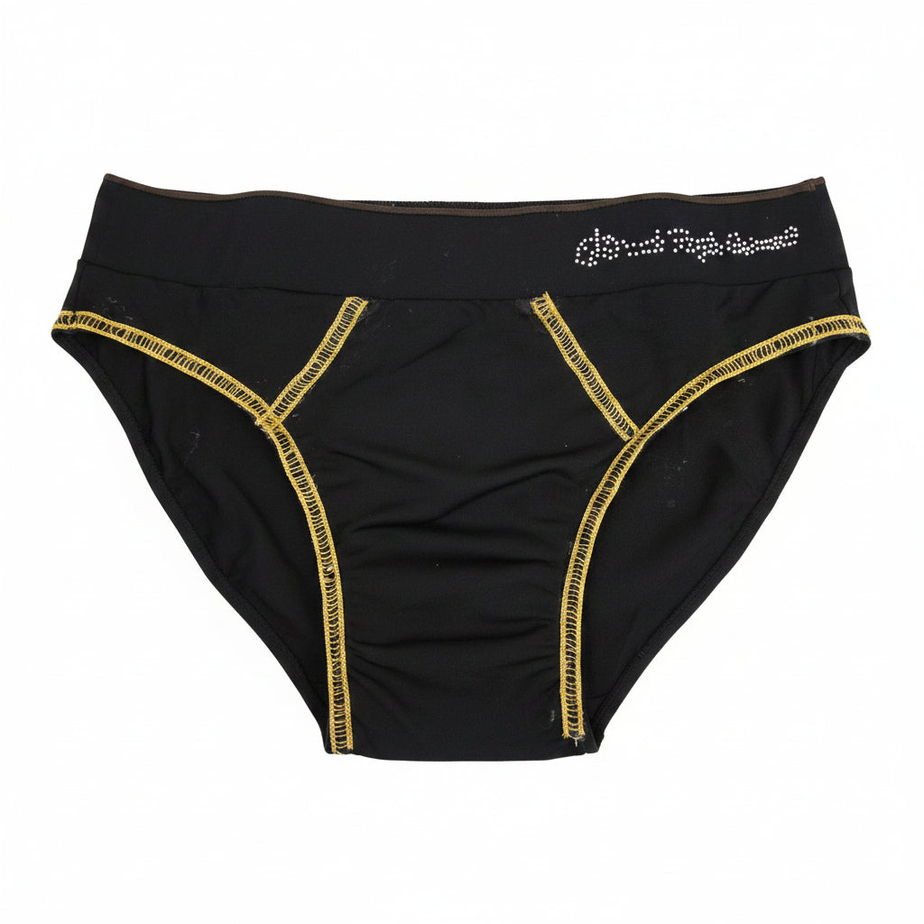 Hip Brief Swimsuit Trunk Swimwear for Men with Golden mesh details