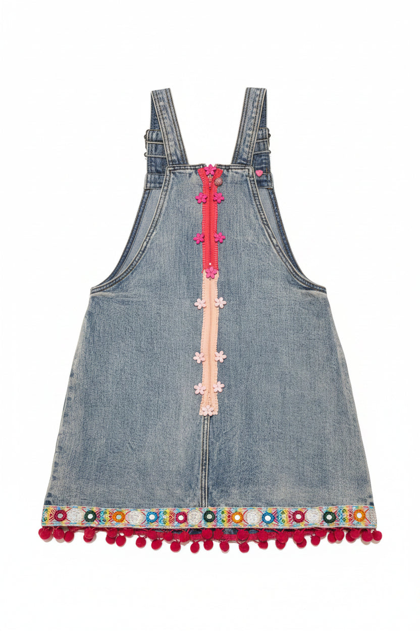 Beautiful Denim decorated Flower dress ages 8-9