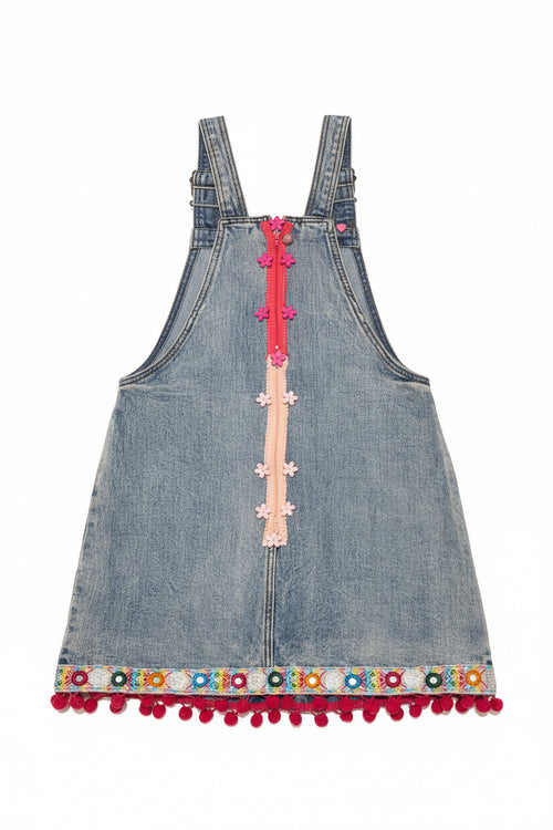 Beautiful Denim decorated Flower dress ages 8-9