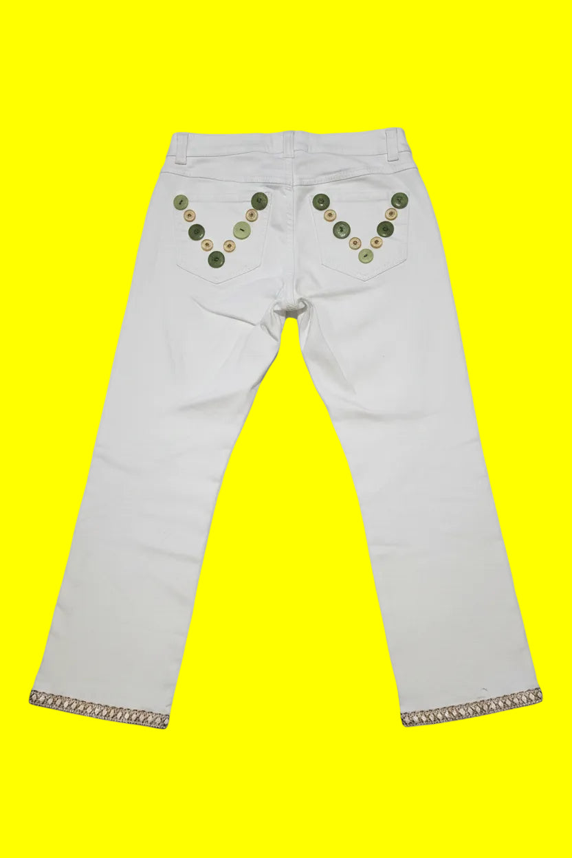 White Hand Decorated Jean ages 11-14