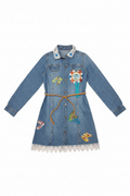 Beautiful Hand Decorated Denim dress for girls age 4-5
