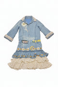 Beautiful strapless Dress in Denim and Hand crafted ornaments Ages 4-6