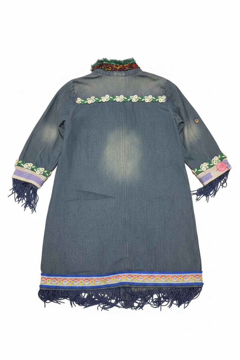 Denim Jean Hand Decorated Dress for baby girls age 4-5-6
