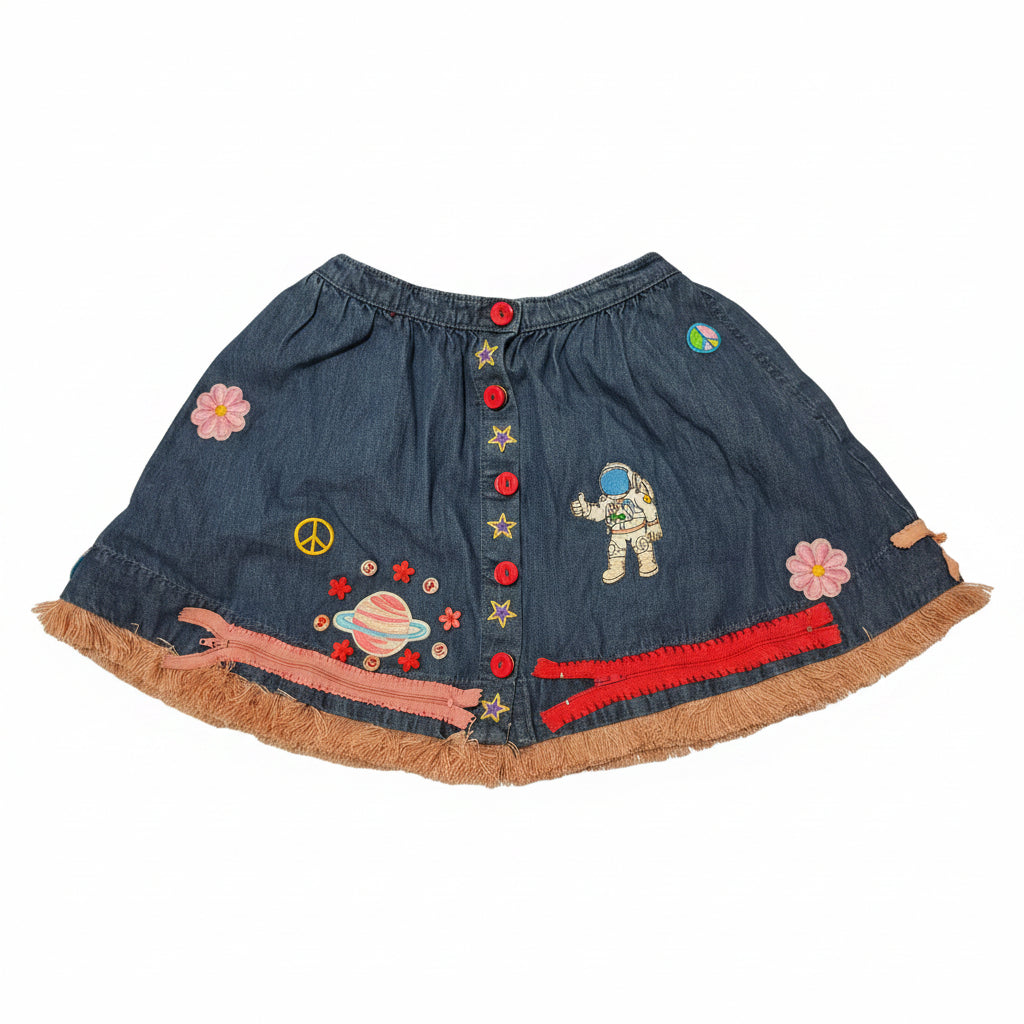 Beautiful Denim Skirt for baby Girls Hand Decorated age 3-4